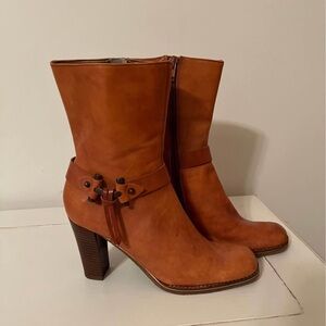Calvin Klein Brown Heeled Boots with Chunky Heel